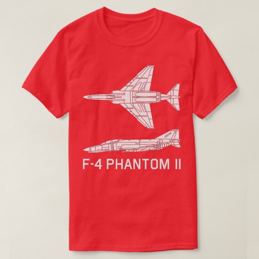F4 Phantom II Jet Fighter Bomber Flugzeug Silhouet T-Shirt (Design vorne)