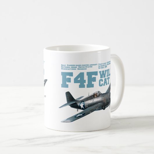 F4F Wildcat | WW2 Plane Kaffeetasse (VorderseiteRechts)