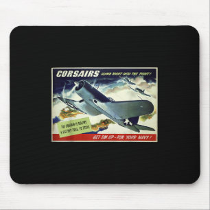 F4u Corsair US Warplane War Propaganda Ww2 Poster Mousepad