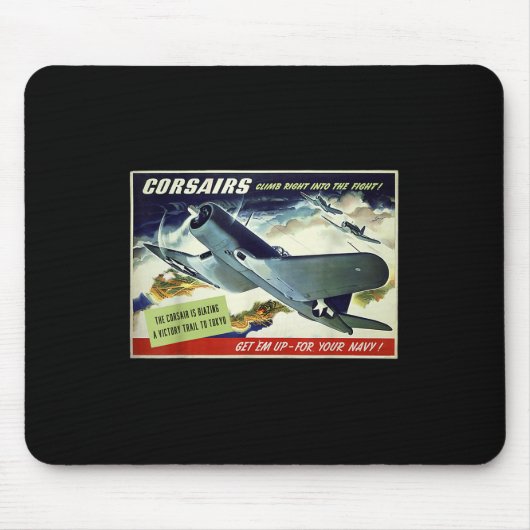 F4u Corsair US Warplane War Propaganda Ww2 Poster Mousepad (Vorne)