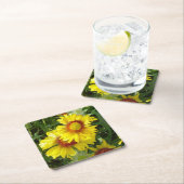 F6 Gelbe Wildblumen Rechteckiger Pappuntersetzer (Vor Ort)