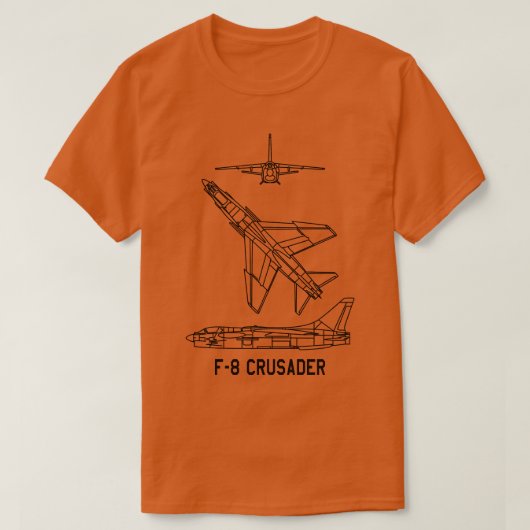 F8 Crusader American Jet Fighcraft Blueprin T-Shirt (Design vorne)