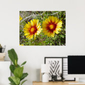F8 Gelbe Wildblume Gaillardia Poster (Heimbüro)