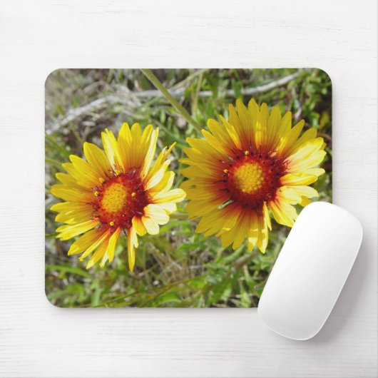F8 Gelbe Wildblumen Gaillardia Mousepad (Mit Mouse)