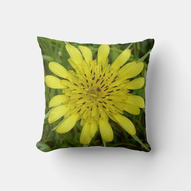 F9 Gelbe Wildblume Ziegenbart Kissen (Vorderseite)