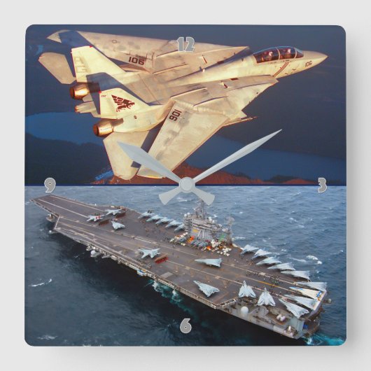 F-14 TOMCAT QUADRATISCHE WANDUHR (Vorderseite)