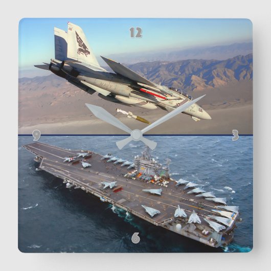 F-14 TOMCAT QUADRATISCHE WANDUHR (Vorderseite)