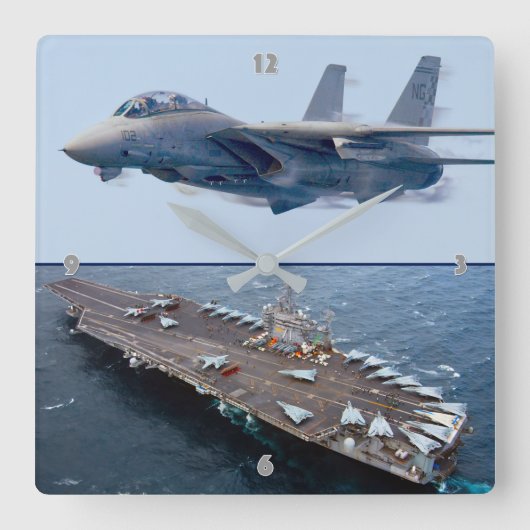 F-14 TOMCAT QUADRATISCHE WANDUHR (Vorderseite)