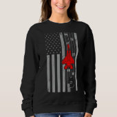 F-15 Eagle Fighter Jet Airplane American Flag Runw Sweatshirt (Vorderseite)