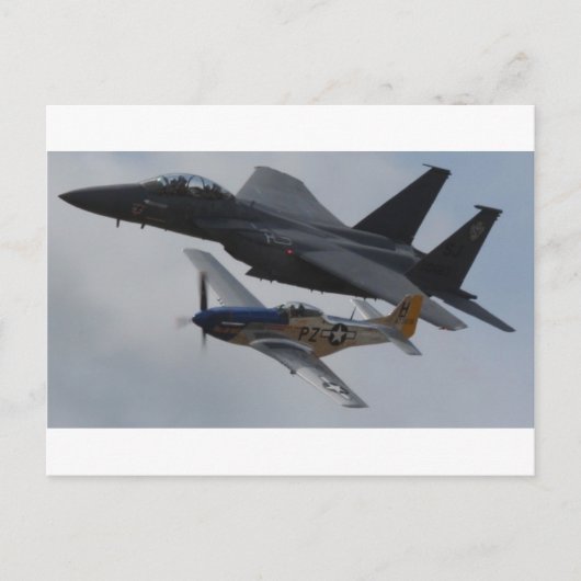 F-15 EAGLE + P-51 MUSTANG FORMATION POSTKARTE (Vorderseite)