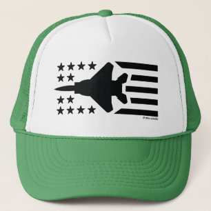 F-15 Kämpfer Jet Black US Flagge Truckerkappe