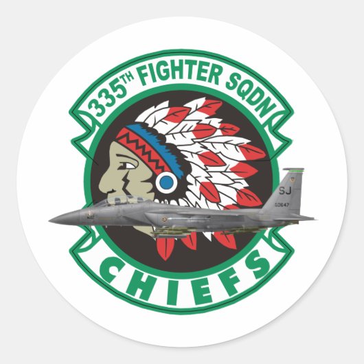 F-15 Strike Eagles 335. Kämpfer Squadron Runder Aufkleber (Vorderseite)