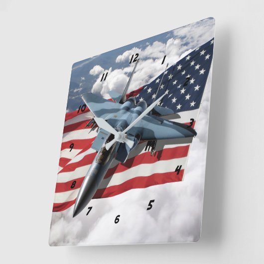 F-15C Angreifer Quadratische Wanduhr (Winkel)