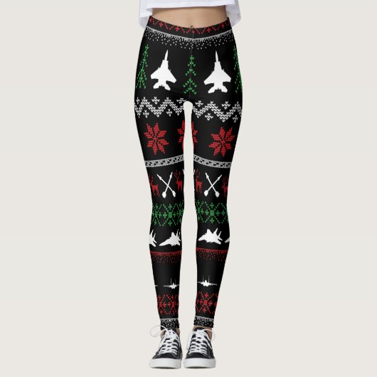 F-15C Weihnachts-Leggings Leggings (Vorderseite)