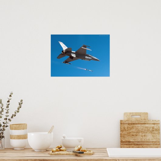 F-16 Falcon Firing Missile Poster (Küche)