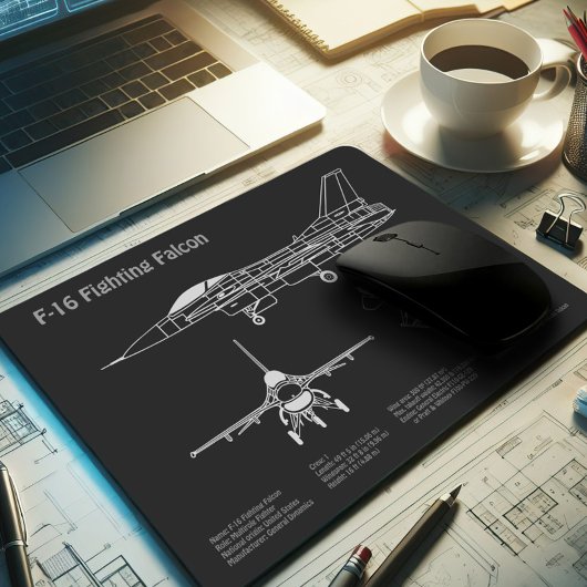 F-16 Falken bekämpfen - Flugzeugherstellungspläne  Mousepad