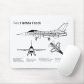 F-16 Falken bekämpfen - Flugzeugherstellungspläne Mousepad (Mit Mouse)