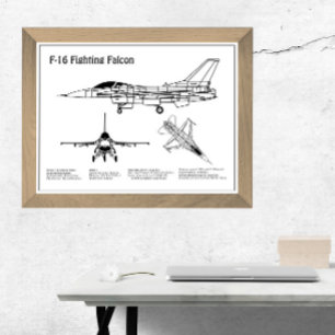 F-16 Falken bekämpfen - Flugzeugherstellungspläne Poster