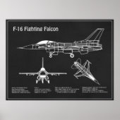 F-16 Falken bekämpfen - Flugzeugherstellungspläne  Poster (Vorne)