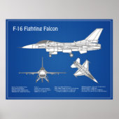 F-16 Falken bekämpfen - Flugzeugkonzept ABD Poster (Vorne)