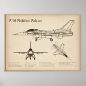 F-16 Falken bekämpfen - Flugzeugkonzepte SD Poster (Vorne)