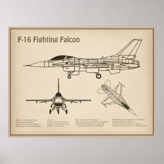 F-16 Falken bekämpfen - Flugzeugkonzepte SD Poster (Vorne)