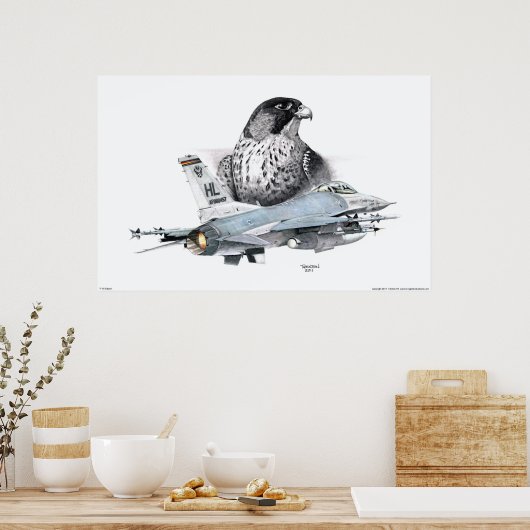 F-16 Falken und Falken Poster (Küche)