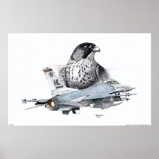 F-16 Falken und Falken Poster (Vorne)