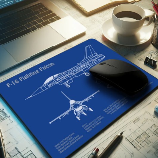F-16 Falkenbekämpfung - Flugzeugherstellungspläne  Mousepad