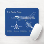 F-16 Falkenbekämpfung - Flugzeugherstellungspläne  Mousepad (Mit Mouse)