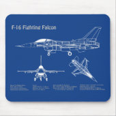 F-16 Falkenbekämpfung - Flugzeugherstellungspläne  Mousepad (Vorne)