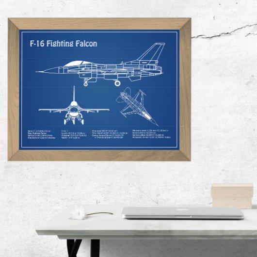F-16 Falkenbekämpfung - Flugzeugherstellungspläne  Poster