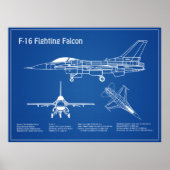 F-16 Falkenbekämpfung - Flugzeugherstellungspläne  Poster (Vorne)