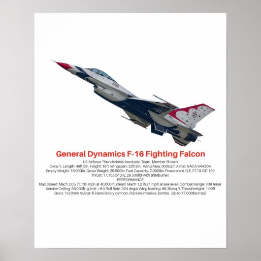 F-16 Falkenbekämpfungsjet Poster (Vorne)