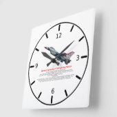 F-16 Falkenbekämpfungsjet Quadratische Wanduhr (Winkel)