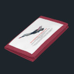 F-16 Falkenbekämpfungsjet Tri-fold Geldbeutel<br><div class="desc">Die allgemeine Dynamik F-16 Fighting Falken,  dargestellt in den Farben der US Air Force Thunderbirds aerobatic Team. Detaillierte Spezifikationen dieses Überschallstrahls werden angezeigt.</div>