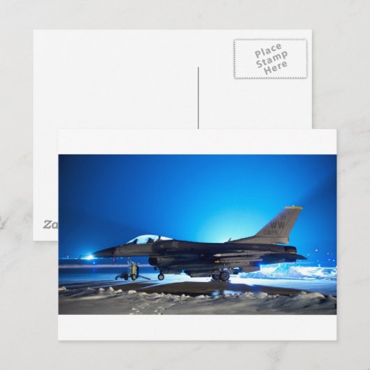 f-16 Kampfjet Postkarte (Vorne/Hinten)