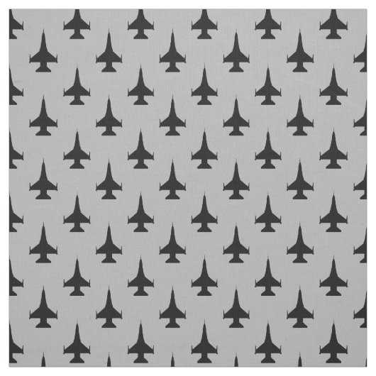 F-16 Viper Fighter Jet Black auf Gray Stoff (Muster)