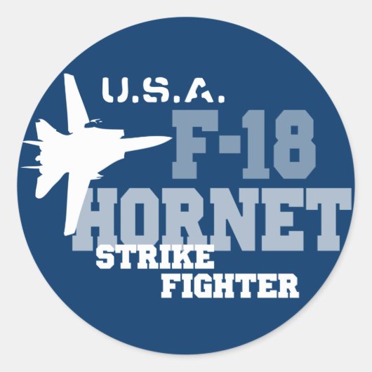 F-18 Hornet - Strike Fighter Runder Aufkleber (Vorderseite)