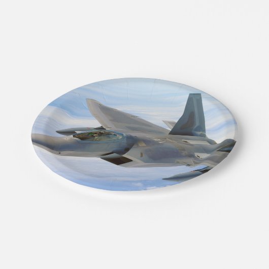 F-22 Militärjet des Raptors Pappteller (Schrägansicht)