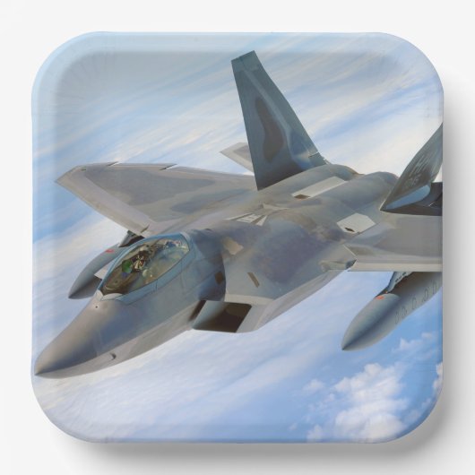 F-22 Militärjet des Raptors Pappteller (Vorderseite)