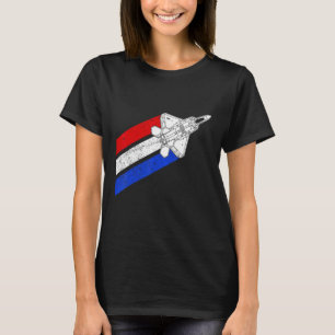 F-22 Raptor Airplane USA Contrails Red White Blue T-Shirt