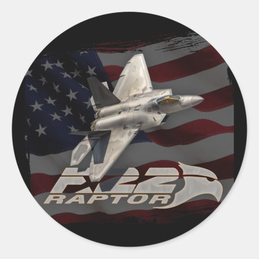 F-22 Raptor American Flag Runder Aufkleber (Vorderseite)