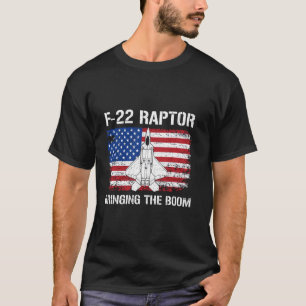F-22 Raptor bringt die Boom-Flagge USA-Kampfjet T-Shirt