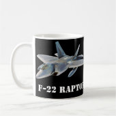 F-22 Raptor Fighter Jet auf Schwarz Kaffeetasse (Links)