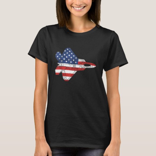 F-22 Raptor Fighter Jet Flugzeug schematisch Ameri T-Shirt (Vorderseite)