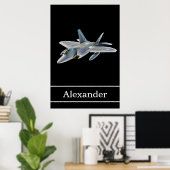 F-22 Raptor Fighter Jet mit Namen Poster (Heimbüro)