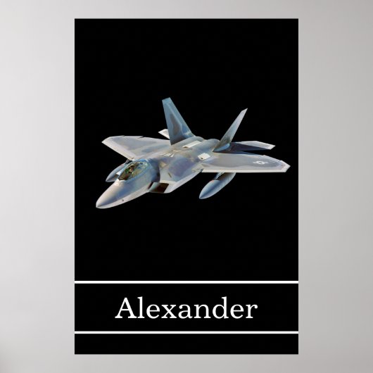 F-22 Raptor Fighter Jet mit Namen Poster (Vorne)