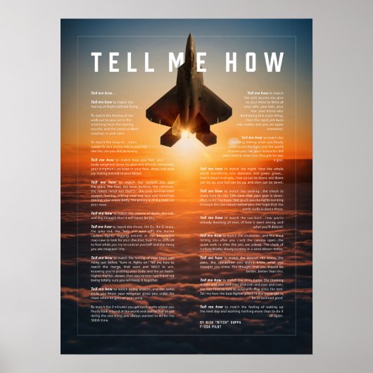 F-22 Raptor mit Tell Me Wie ode fliegen Poster (Vorne)