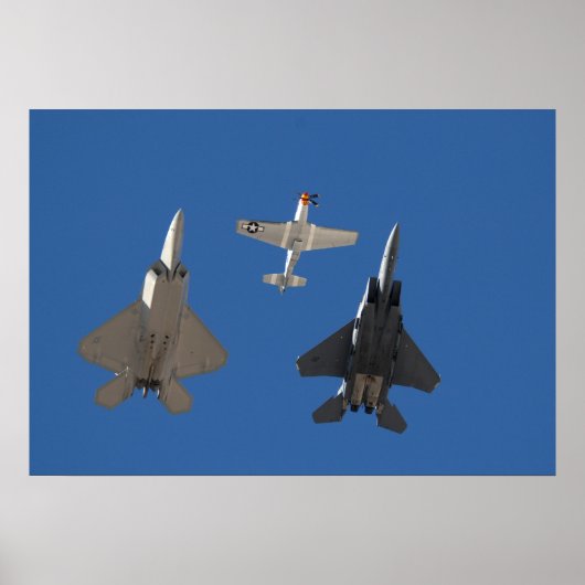 F-22 Raptor, P-51 Mustang und F-15 Adler Poster (Vorne)